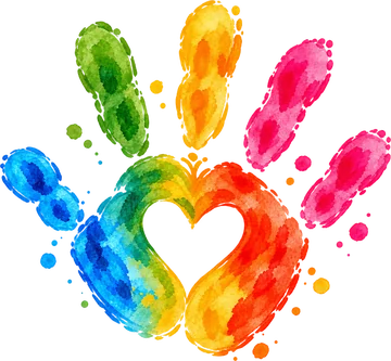 Bunte Kinderhand mit Herz
